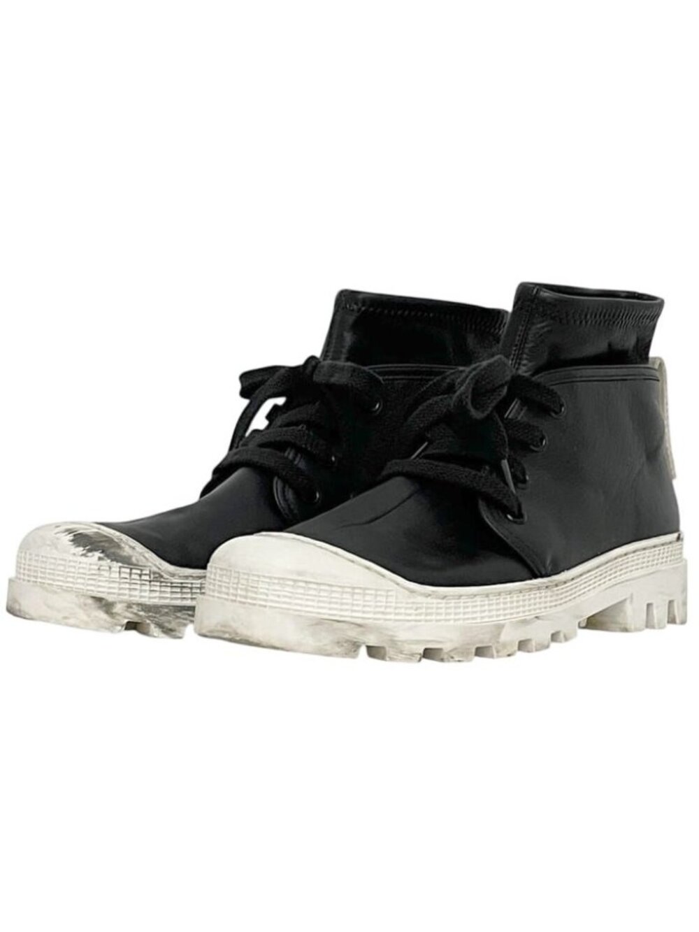 Loewe Sneakers Combat Boots Leather Rubber Black